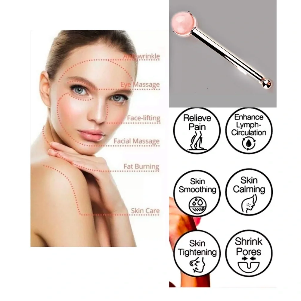 GUA SHA | Large Round Ball Rose Quartz Facial Roller and Cooling Stone